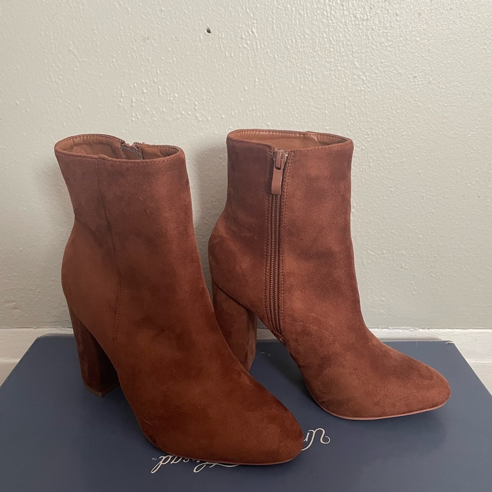 Brown, Suede Ankle Boots Size 8.5
